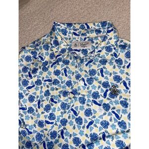 Penguin Munsingwear Men's Size Large L Golf Polo Shirt Tropical All Over Spandex